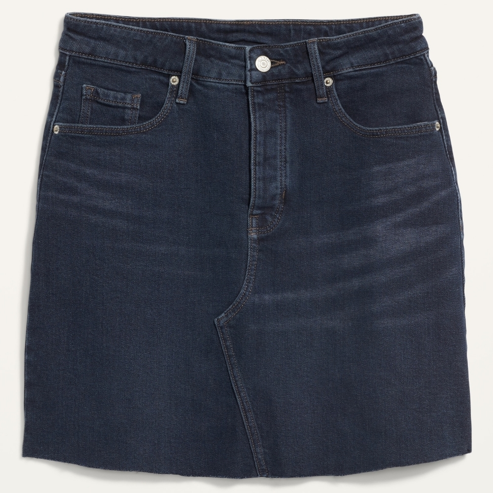 Old Navy High-Waisted Button-Fly Cut-Off Mini Jean Skirt, Size 12